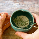 Handmade ceramic herb stripper