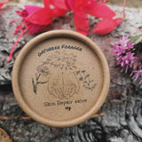 Creamy, pale yellow handcrafted balm with a smooth, slightly textured surface, showcasing its rich and natural consistency.