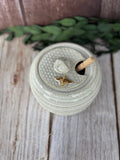 Ceramic Honey Pot | Handmade Stoneware White with golden bee
