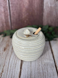 Ceramic Honey Pot | Handmade Stoneware White with golden bee