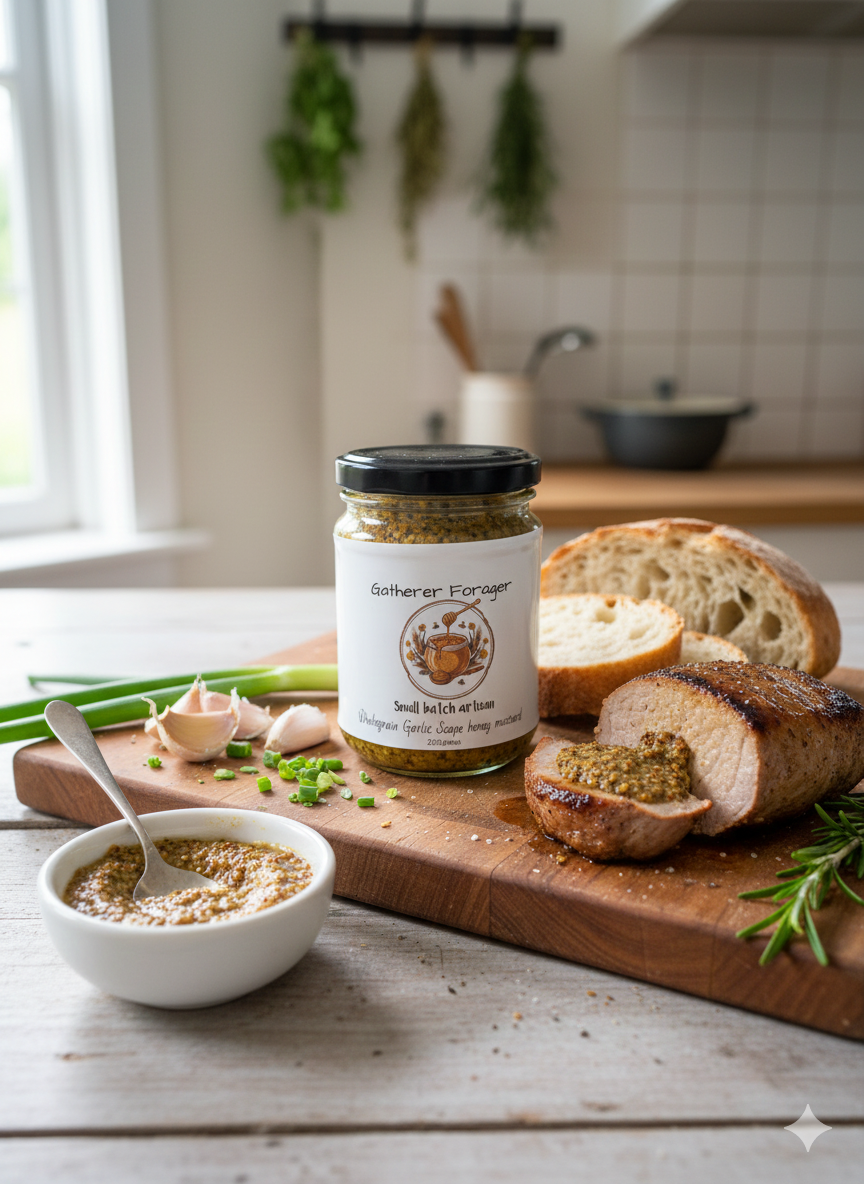 Wholegrain Garlic Scape Honey Mustard – Small Batch, Farm Grown, Handcrafted Secondary image