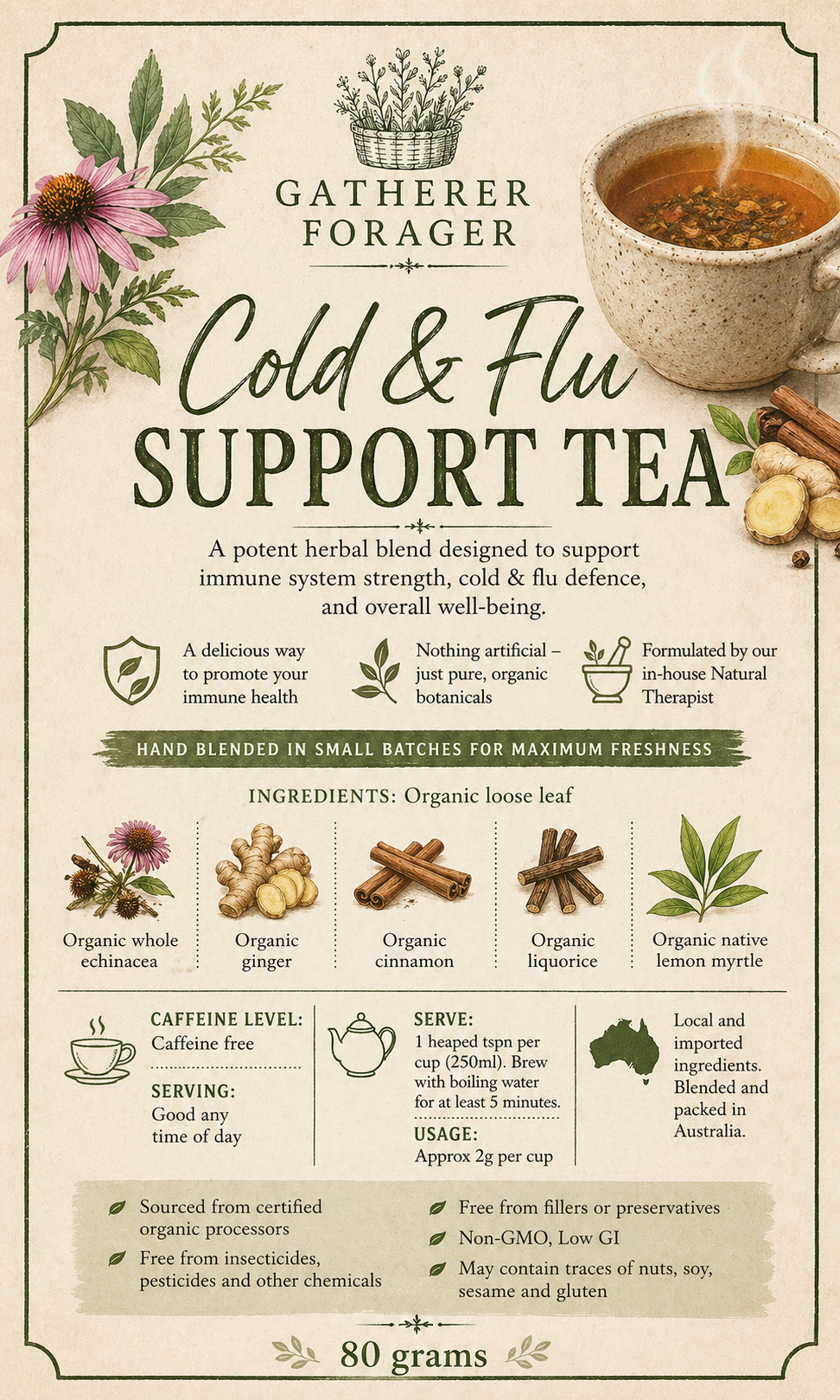 Cold and flu support herbal tea 