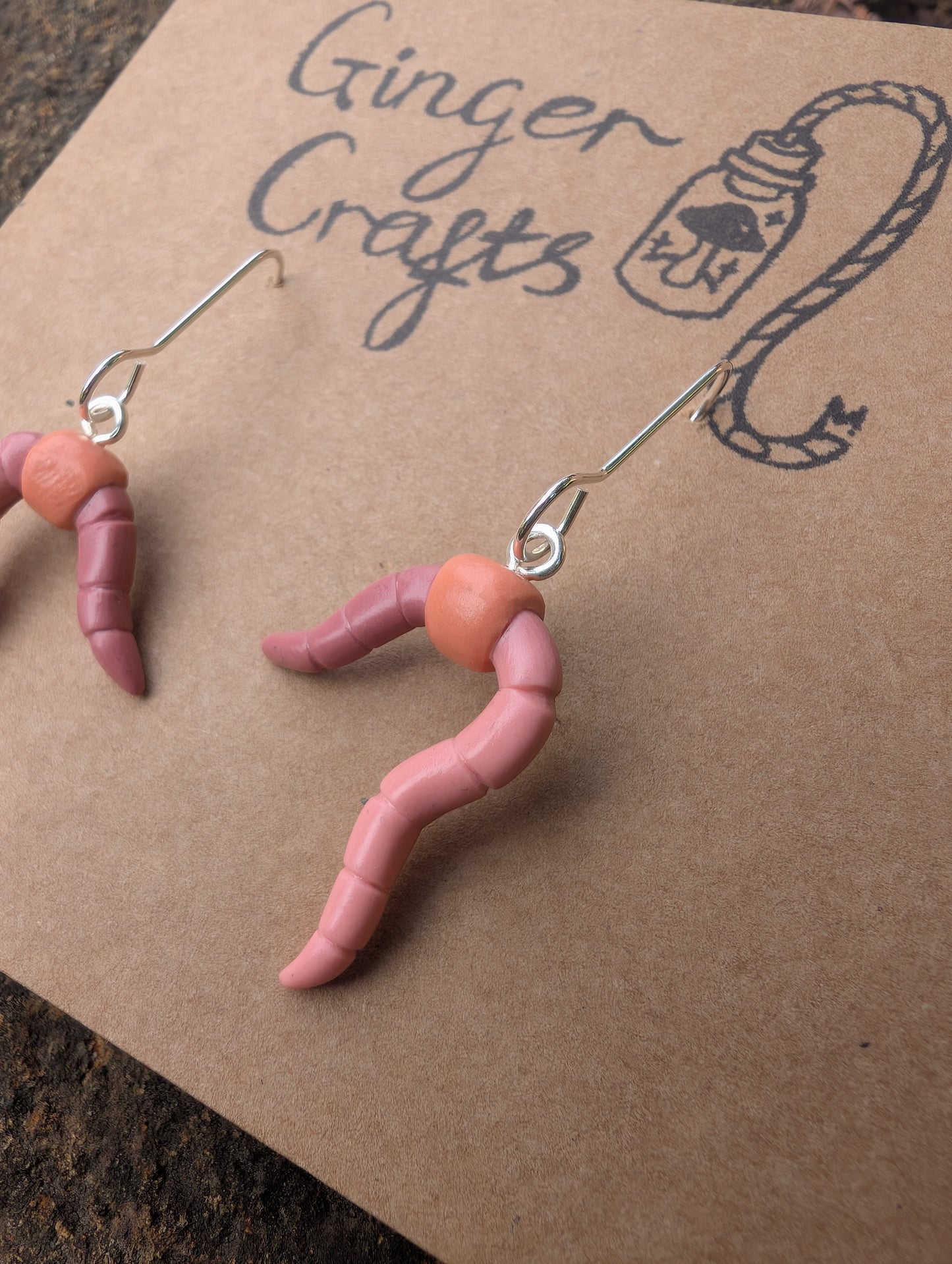 Cottagecore handmade worm earrings 