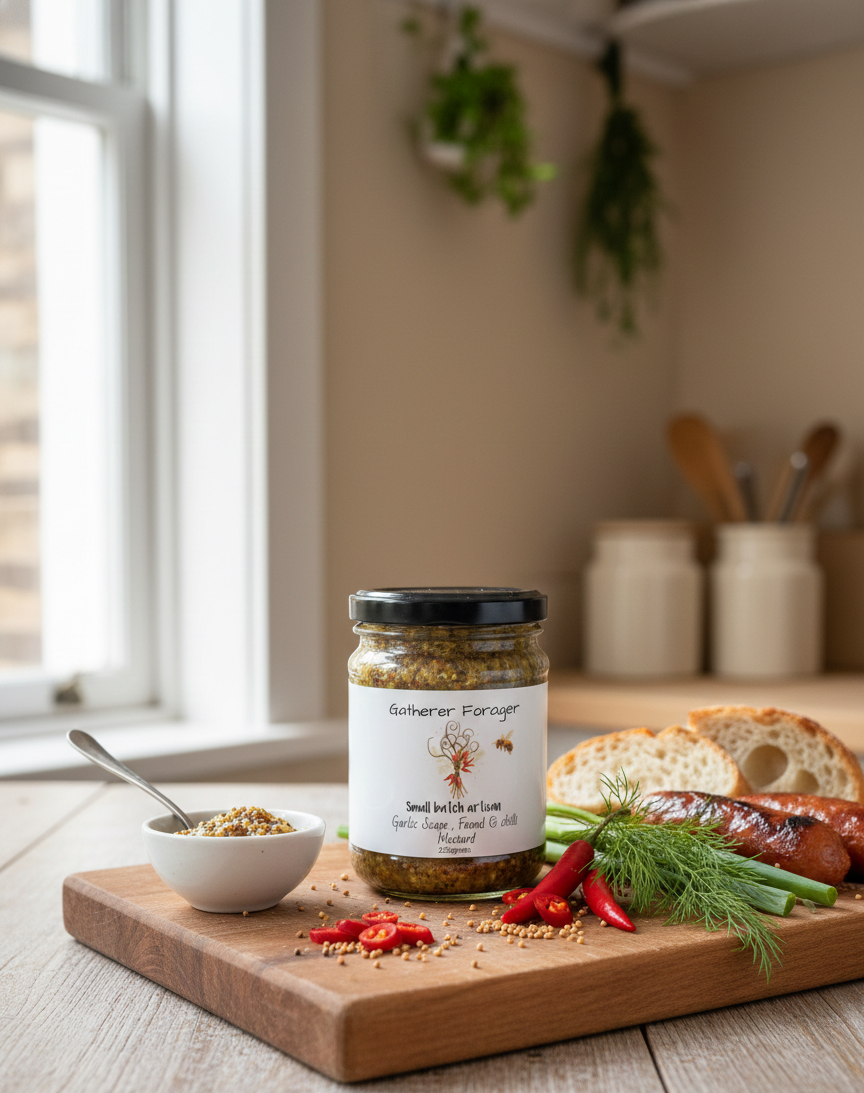 Garlic Scape, Fennel & Chilli Wholegrain Mustard – Small Batch, Farm Grown, Handcrafted Secondary image