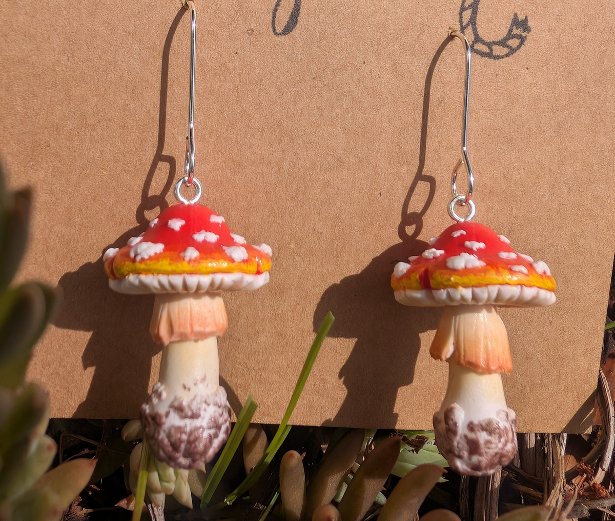 Handmade mushroom earrings  Main image