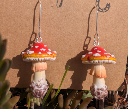 Handmade mushroom earrings 