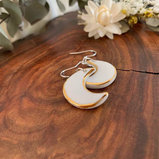 Handmade Moon Ceramic Earrings