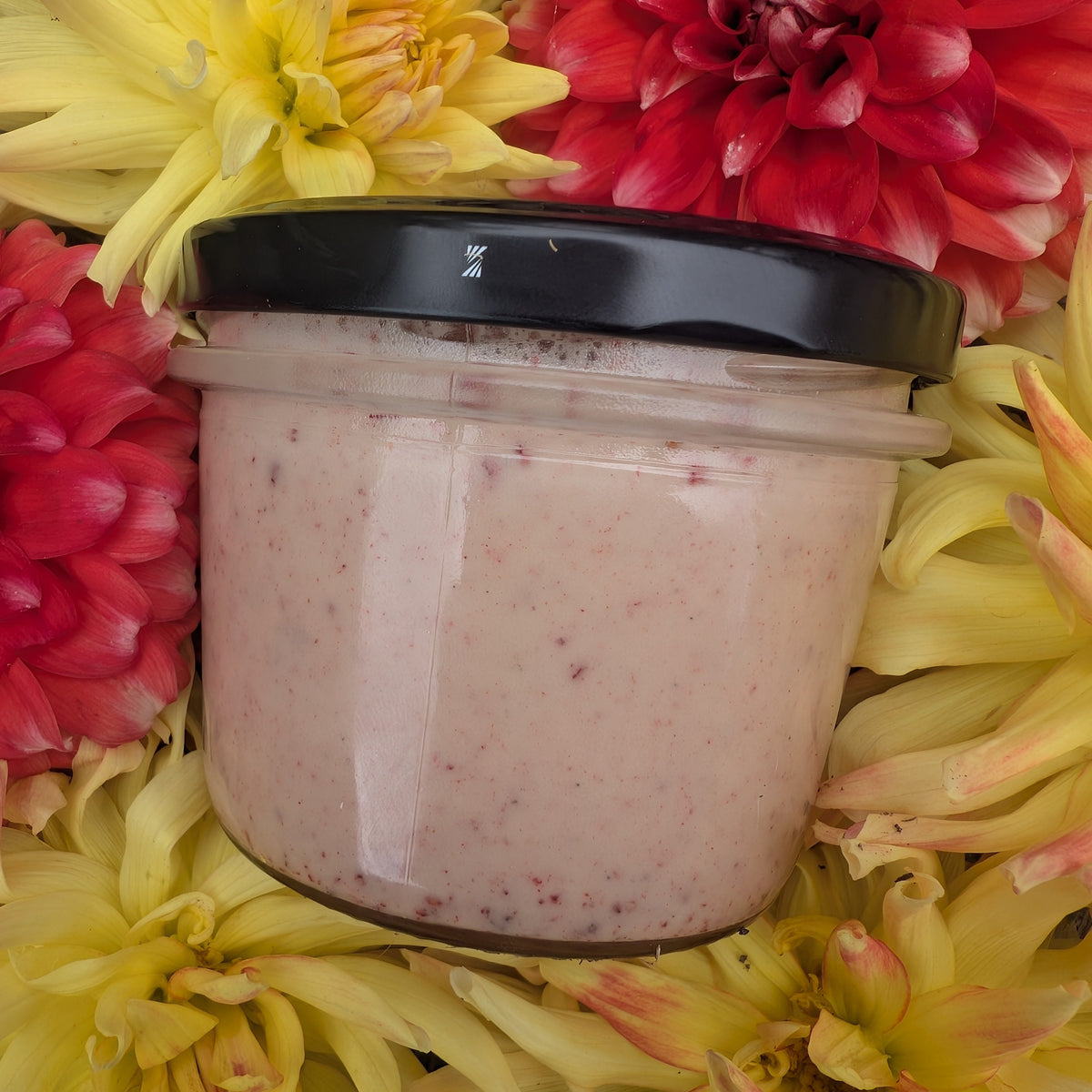 Jar of Tasmanian made raspberry and Vanilla bean honey 