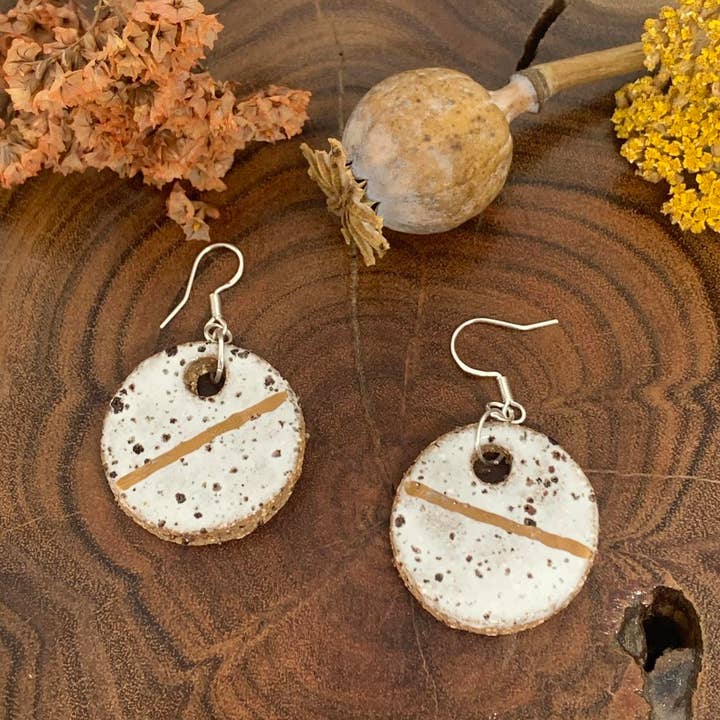 Handmade Ceramic Earrings - Speckles Secondary image