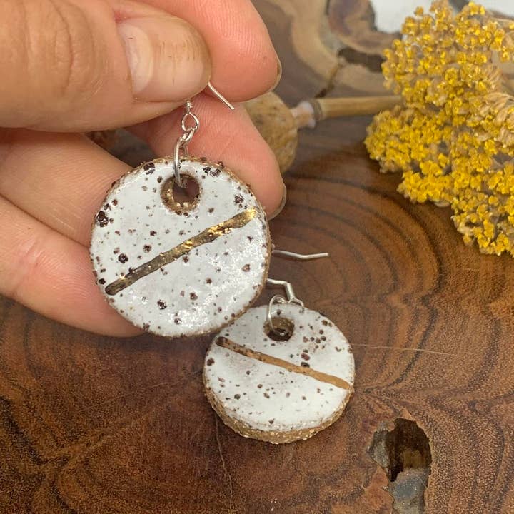 Handmade Ceramic Earrings - Speckles