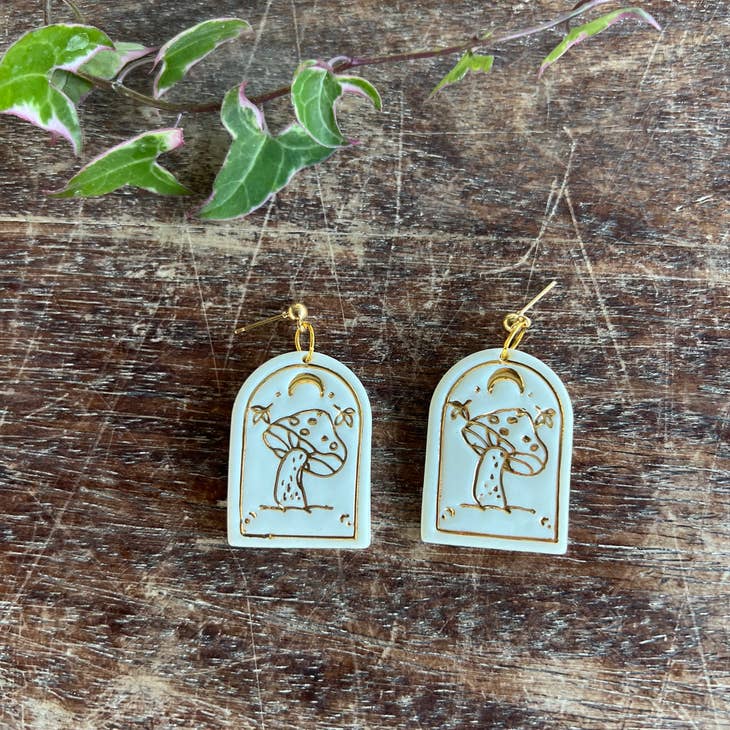 Handmade Ceramic Earrings - Mushroom Main image