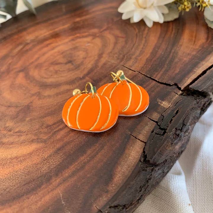 Handmade pumpkin Ceramic Earrings Main image