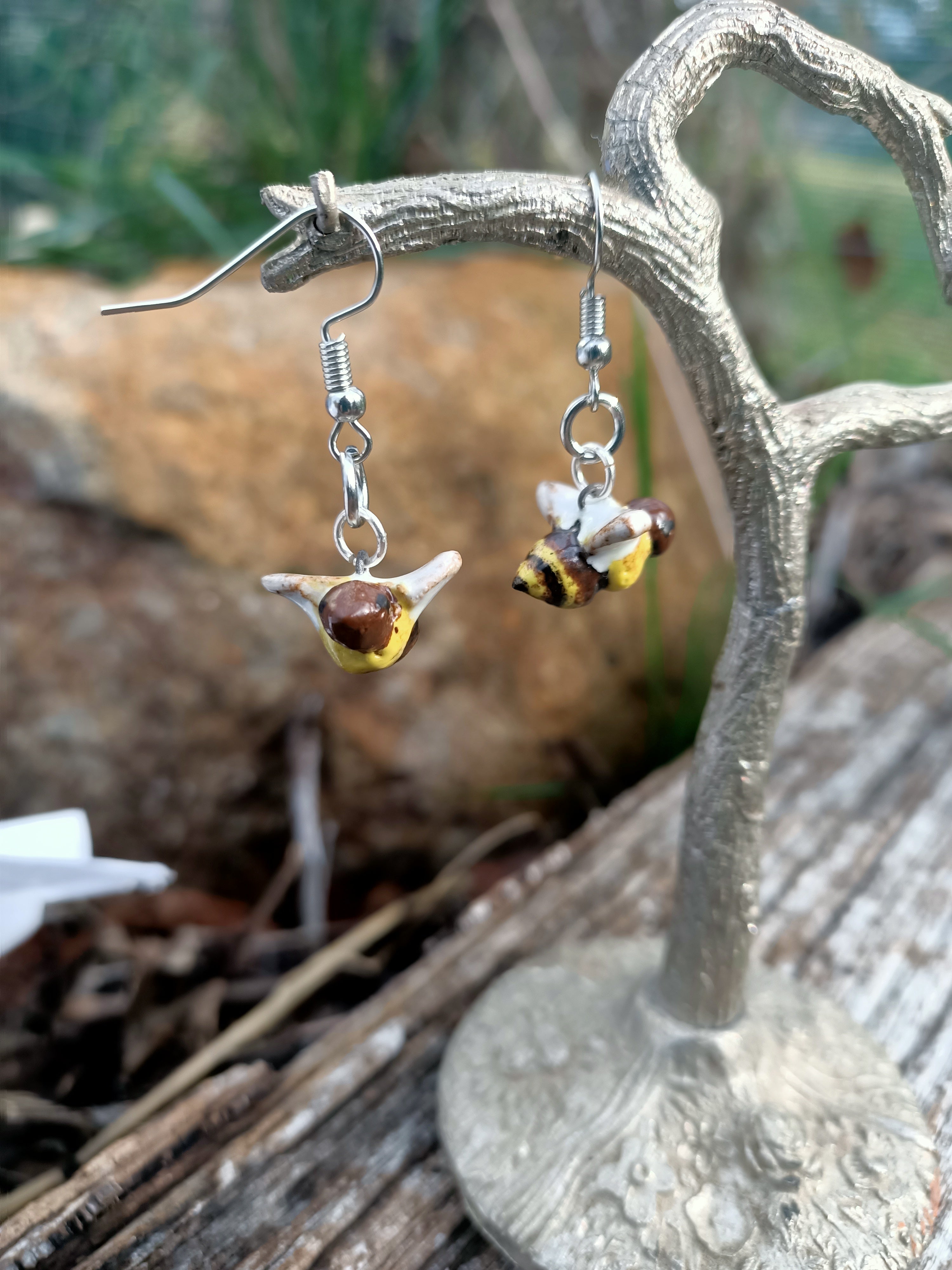 Handmade ceramic Bee earrings Secondary image