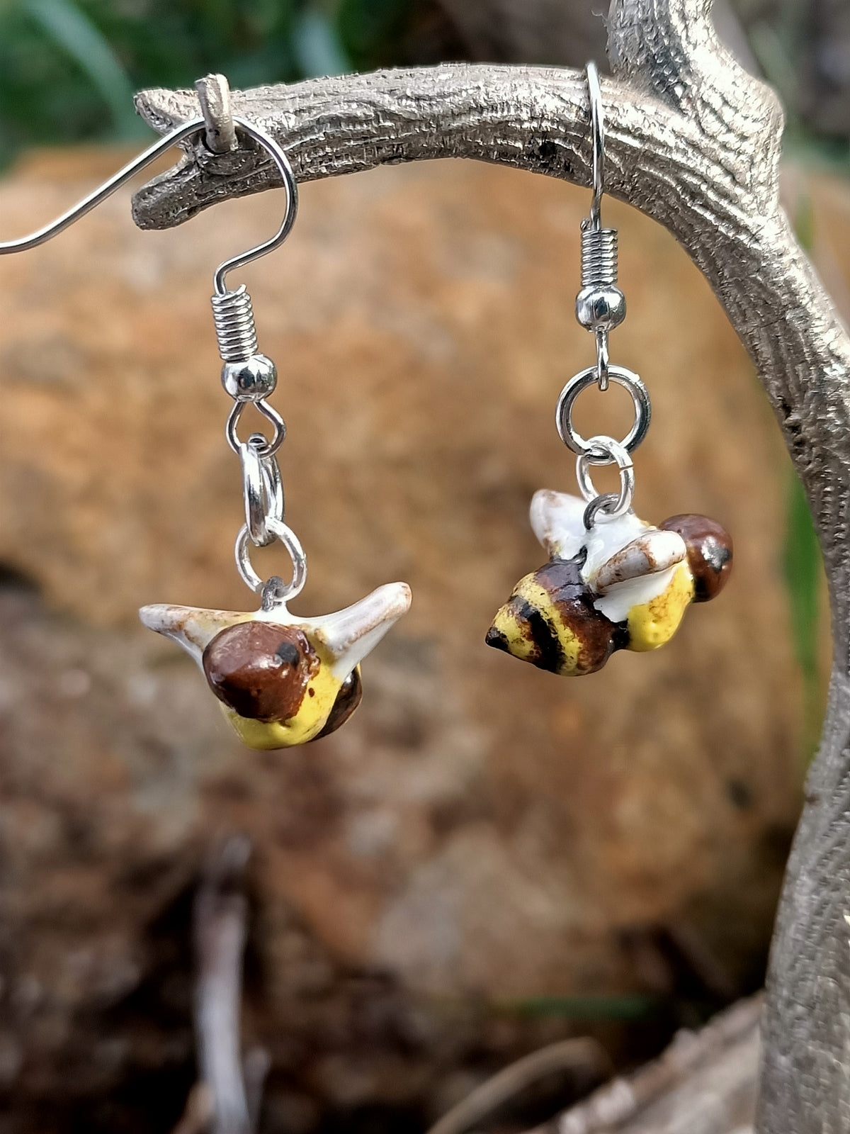 Handmade ceramic Bee earrings Main image