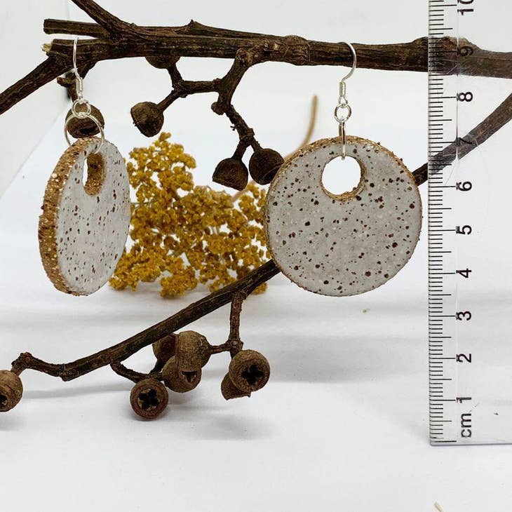 Handmade Ceramic Earrings - Speckles