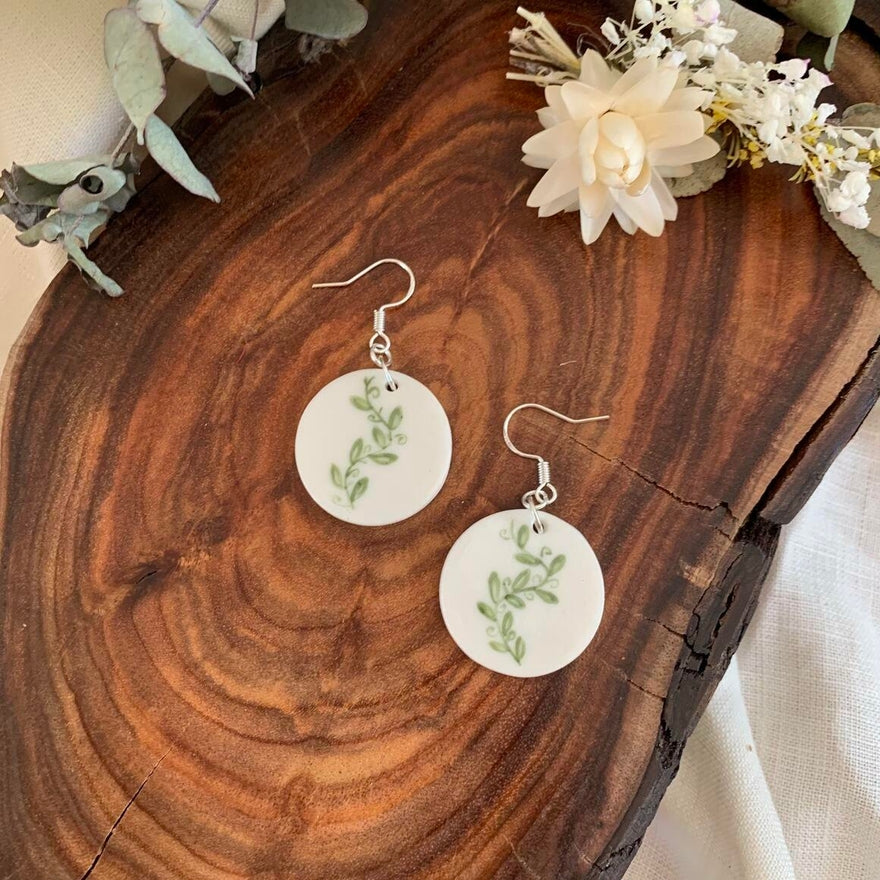 Handmade Ceramic Earrings - Vines Main image