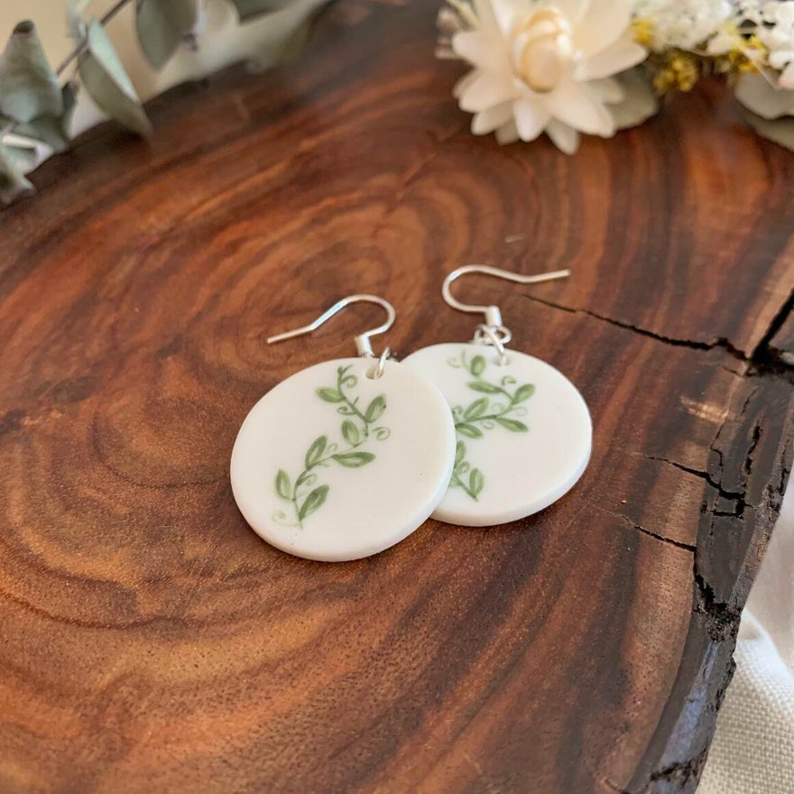 Handmade Ceramic Earrings - Vines Secondary image
