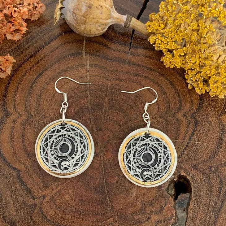 Handmade Ceramic Earrings - Witch Magic Secondary image